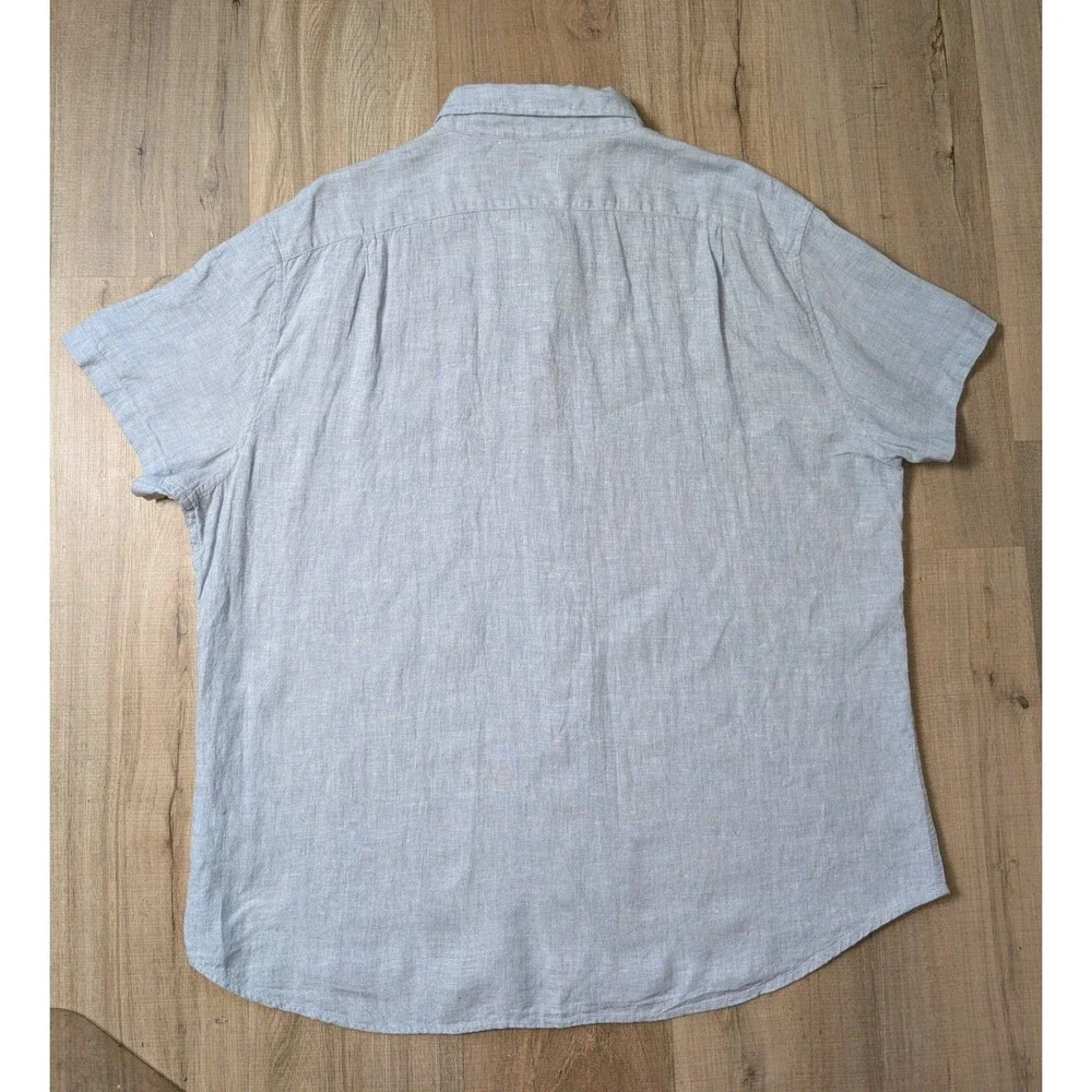 J Crew Size XXL Linen Blend Shirt Slim Fit Short Sleeve Button Down Preppy